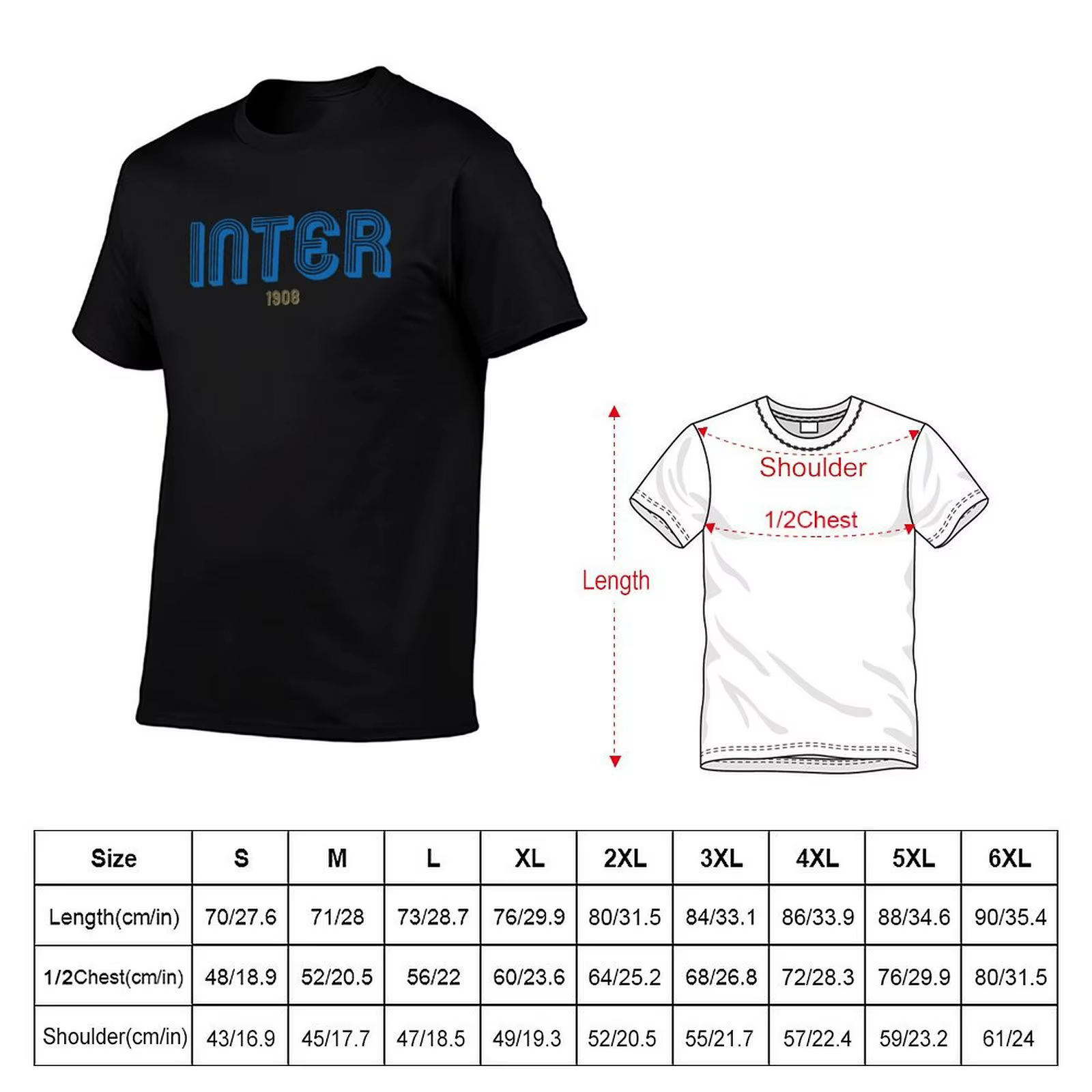 INTER T-Shirt homme T-Shirt coton haute qualité essentiel T-Shirt