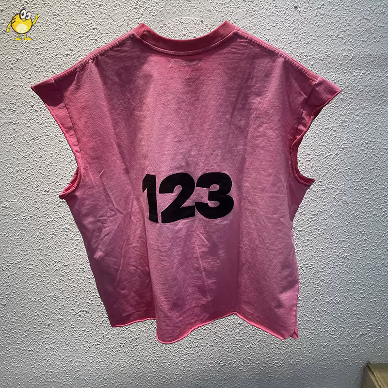 Haute qualité ample Vintage RRR123 manches coupées t-shirt hommes femme hauts à la mode