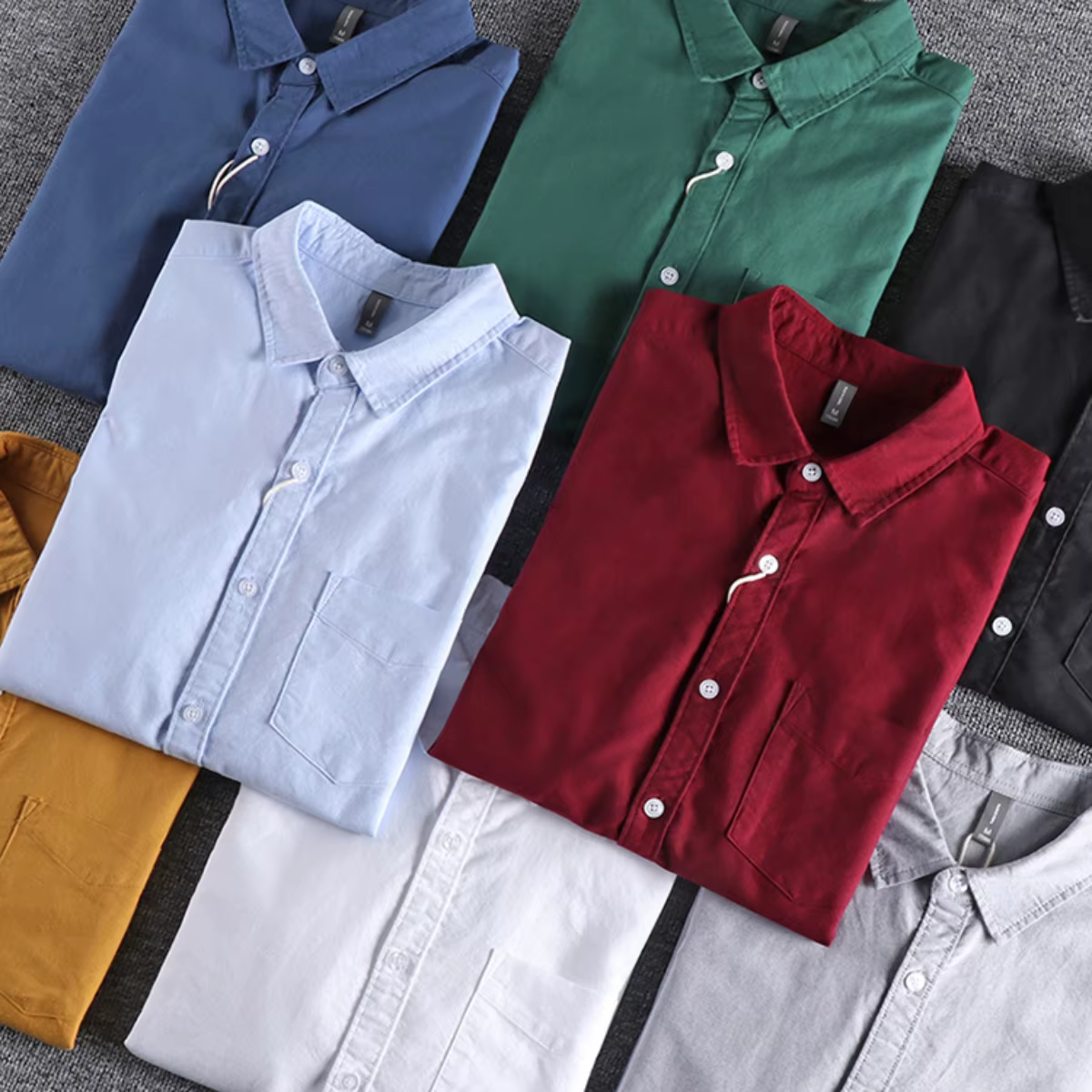 Chemise à Manches sulfen Tissu Oxford Délavé pour Homme
