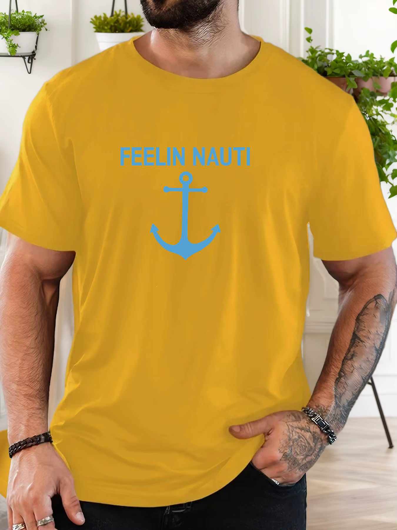 T-shirt court d'été décontracté à col rond pour hommes