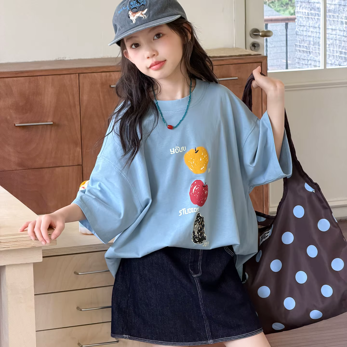 T-shirt à manches courtes pour filles du collège - Haut