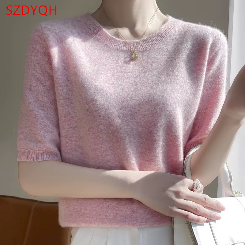 T-shirt à manches courtes et col rond pour femme