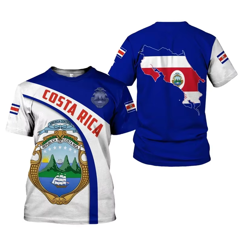 T-shirt personnalisé avec emblème national du Costa Rica pour hommes