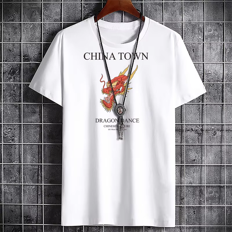 T-shirt graphique imprimé Dragon pour hommes