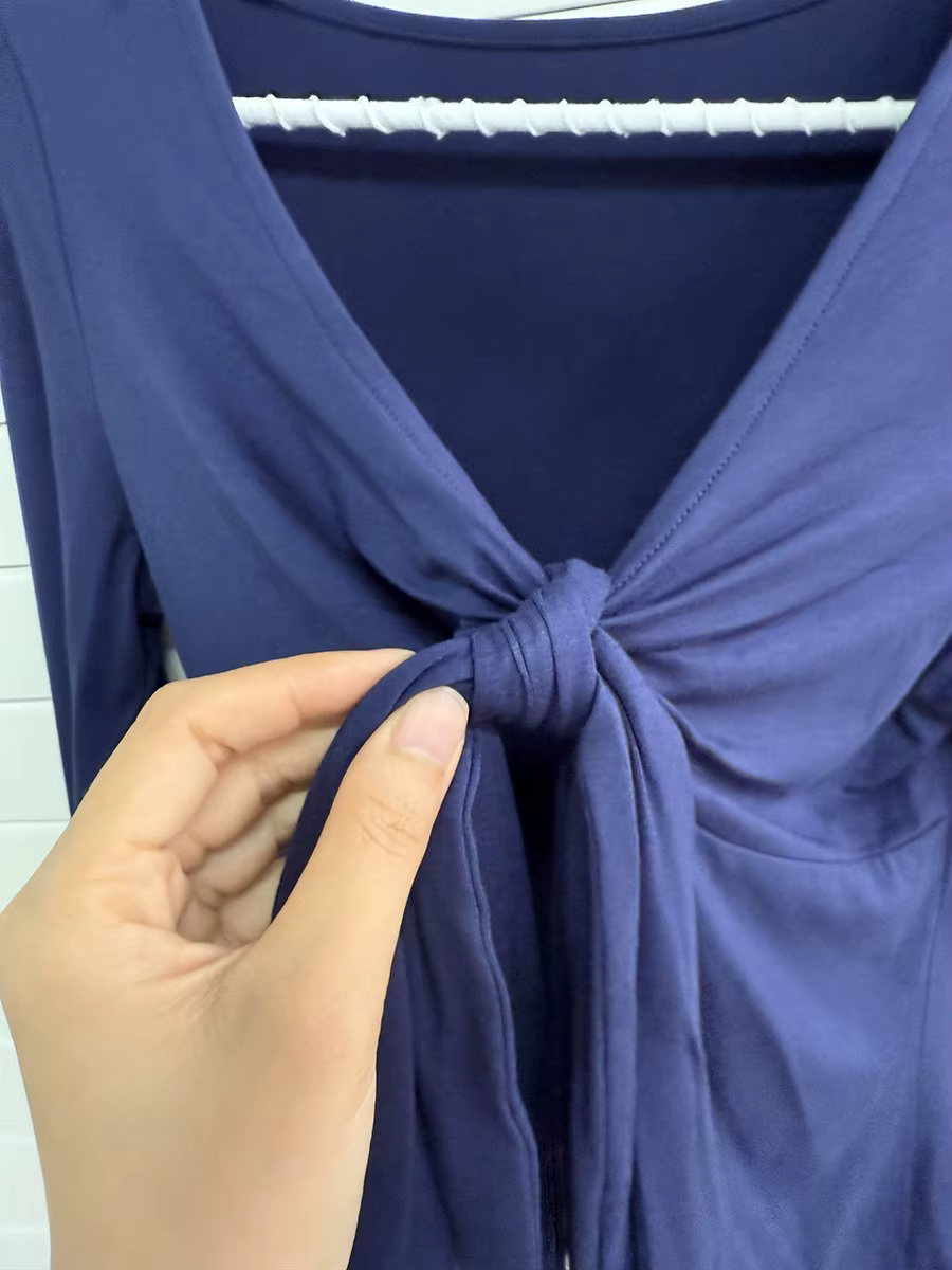 T-shirts Smock à Nœud Papillon et Bretelles pour Femme, Coupe Slim Simple, Manches Longues, Style Chic et Doux, T-shirts Babydoll