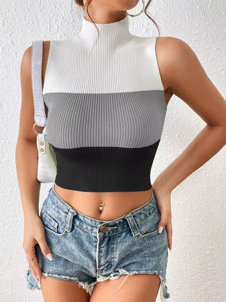 Pull à col roulé multicolore pour femme