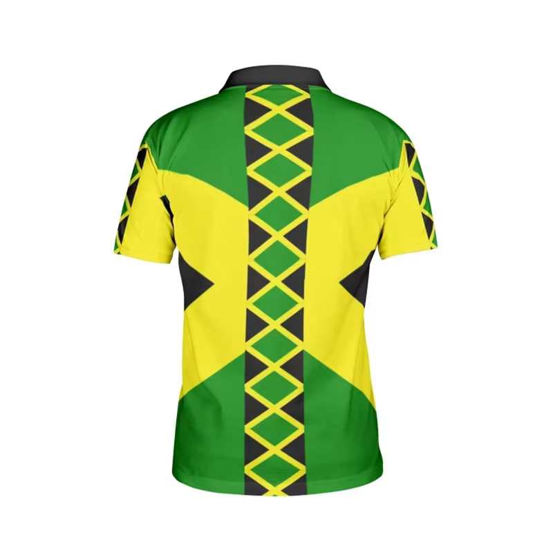 Polo Homme Drapeau Jamaïcain – T-shirt à Revers Imprimé 3D – Mode Patriotique Streetwear Décontracté Sportif Été