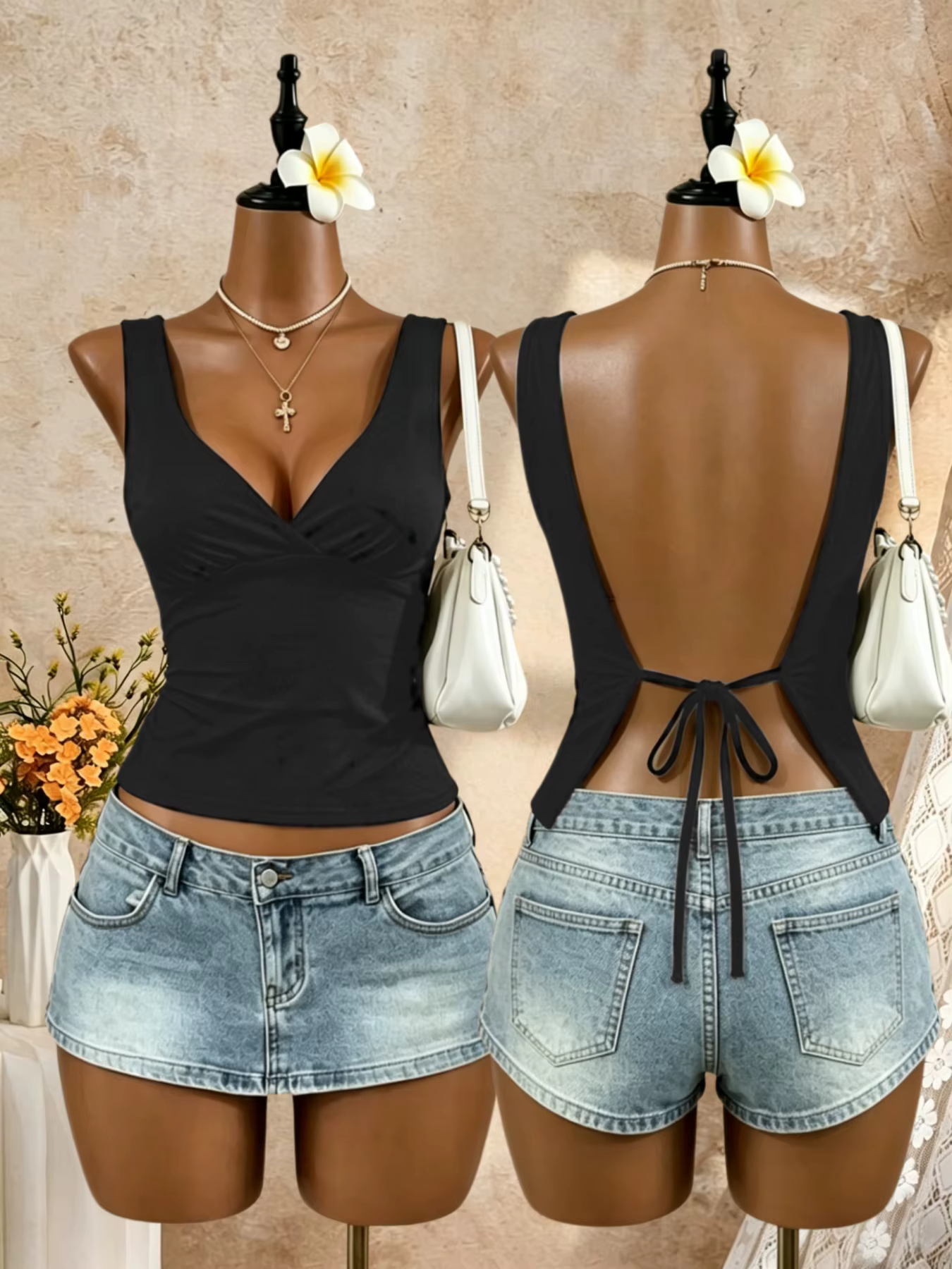 Débardeur Crop Femme à Bretelles Larges