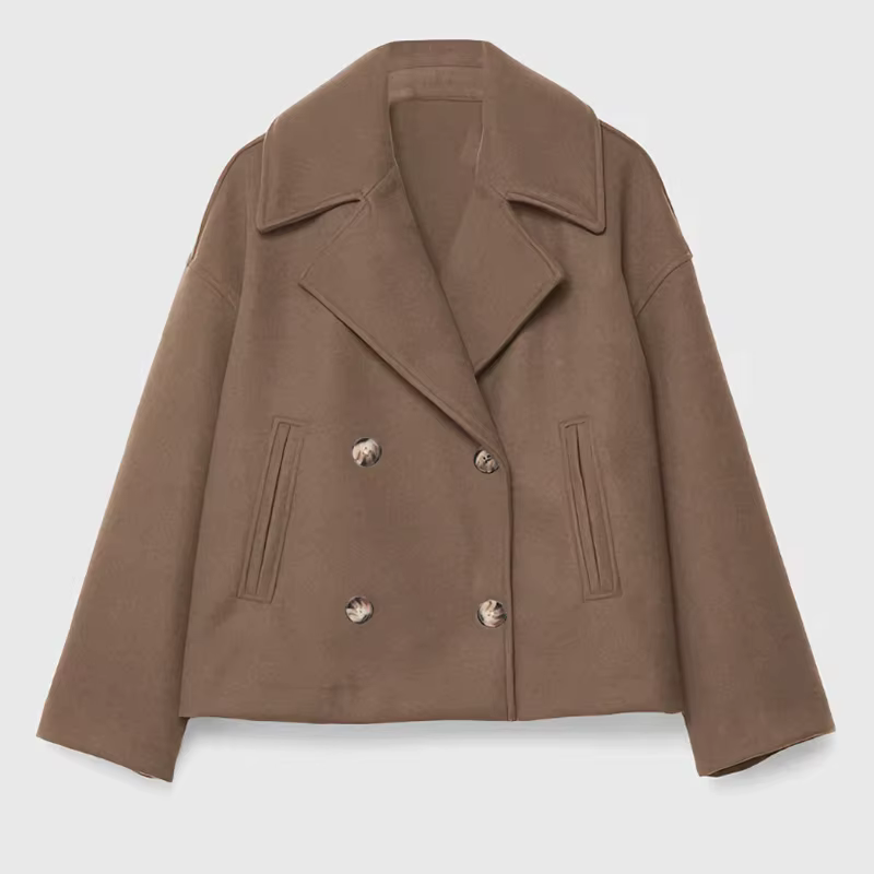 Femmes élégantes Blazers manteau col rabattu Double bouton vestes