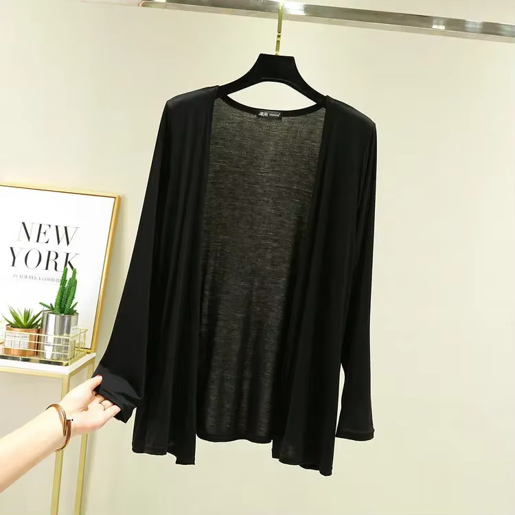 Nouvelle offre spéciale de la saison femmes à manches longues Modal coton coupe ajustée veste légère Cardigan ouvert printemps été mince vêtements d'extérieur Air