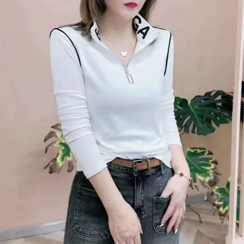 T-shirt Slim décontracté de couleur unie