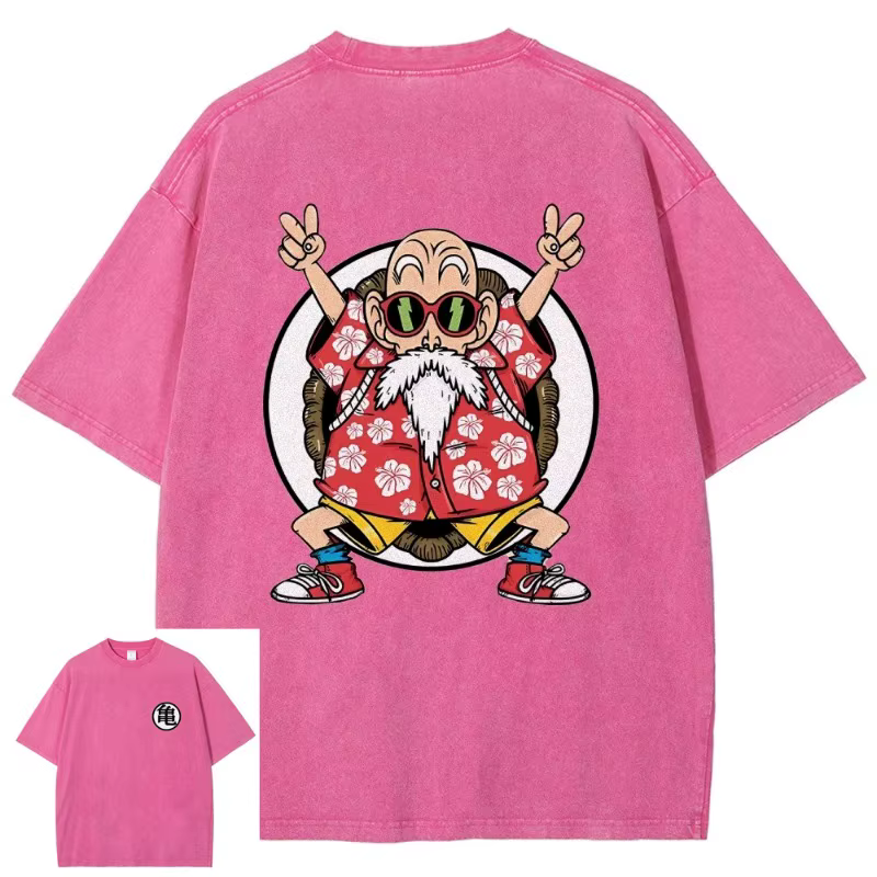 Dragon Ball Anime 2026 nouveau maître chaud Roshi lavé hommes 2025 été T-shirt Harajuku rétro rue ample femmes décontracté haut de sport