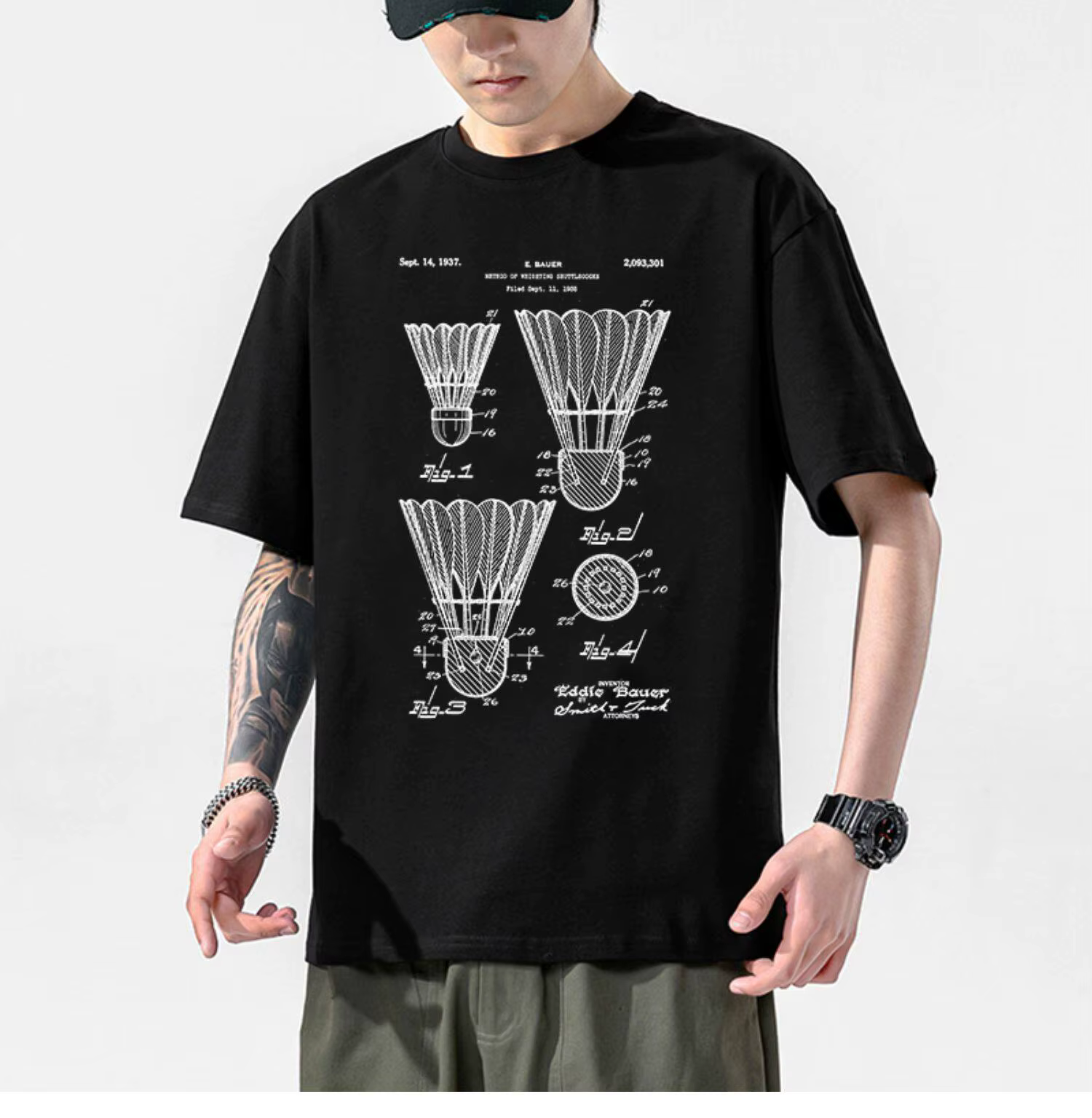 T-shirt de sport à motif d'ours de tennis pour hommes et femmes