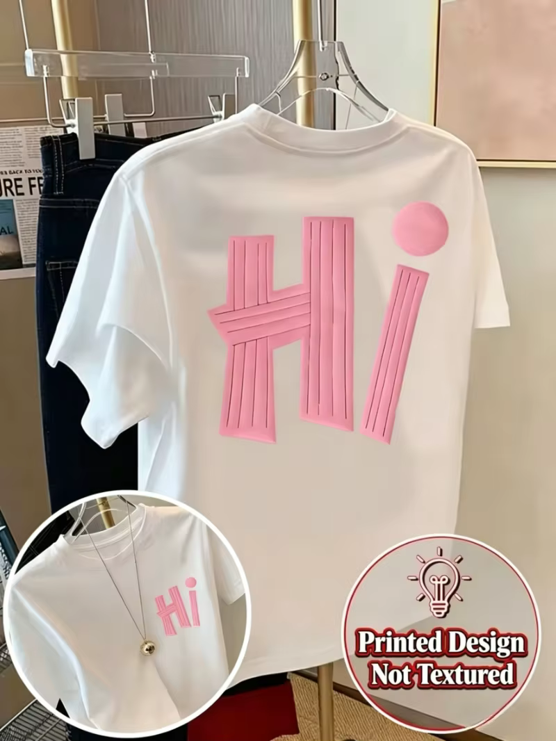 T-shirt imprimé vert fluo et rose