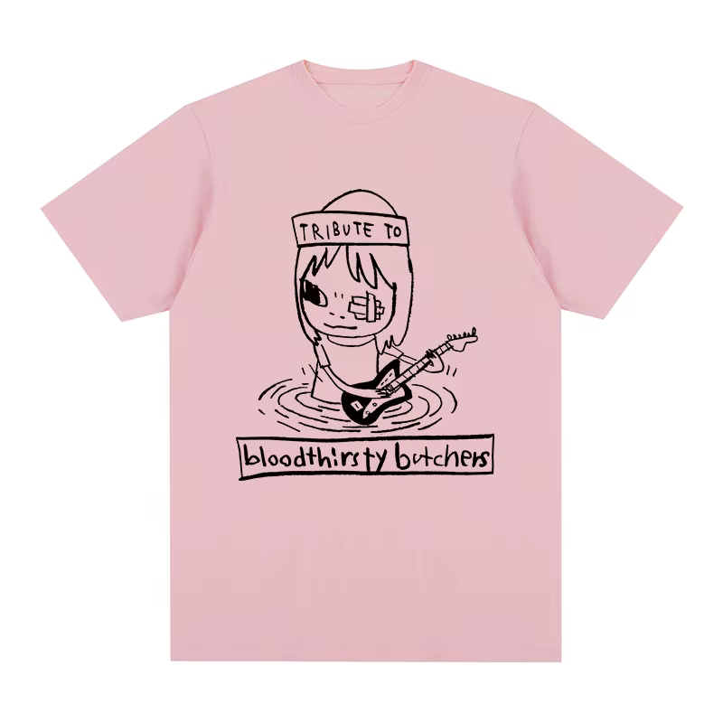 T-shirt en coton Yoshitomo Nara Rock Guitar pour hommes et femmes