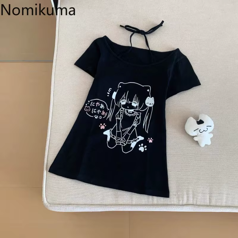 Femmes blanches t-shirts Y2k hauts 2025 Ropa Mujer manches courtes col rond