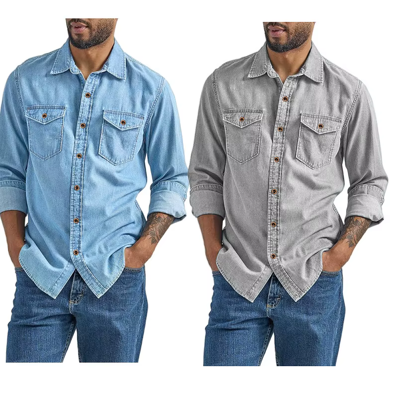 Chemise en jean, vêtements de travail pour hommes européens et américains