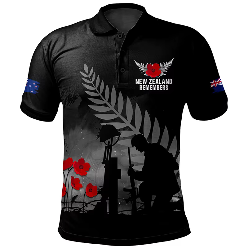 Anzac Day Polo pour hommes Lest We Forget revers manches courtes chemises de Golf australie nouvelle-zélande Tonga fête nationale haut tendance
