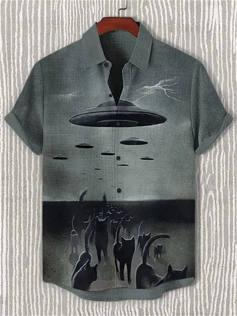 Chemise à manches courtes pour hommes vêtements en lin haut rétro illustration prune